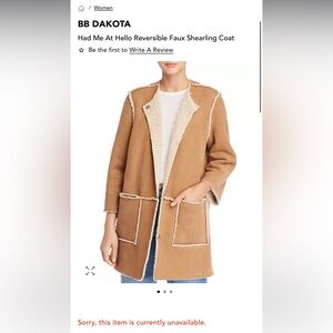 BB Dakota Had Me At Hello Reversible Faux Shearling Coat NWT